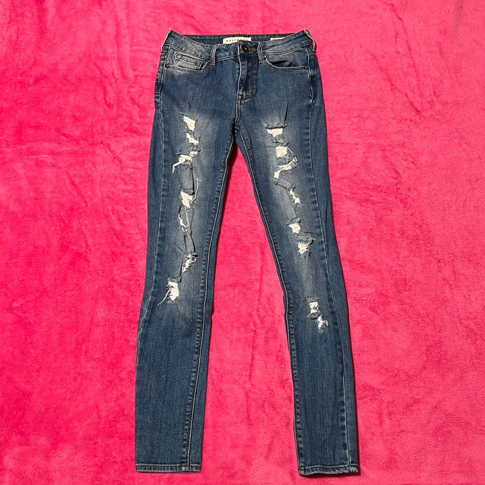 High Rise Distressed Skinny Jeans